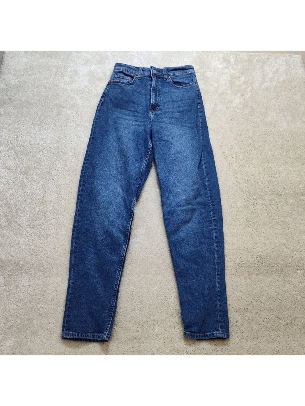 H&M Divided Beverly Mom Jeans Women 4 High Rise Tapered Leg Stretch Denim Ankle